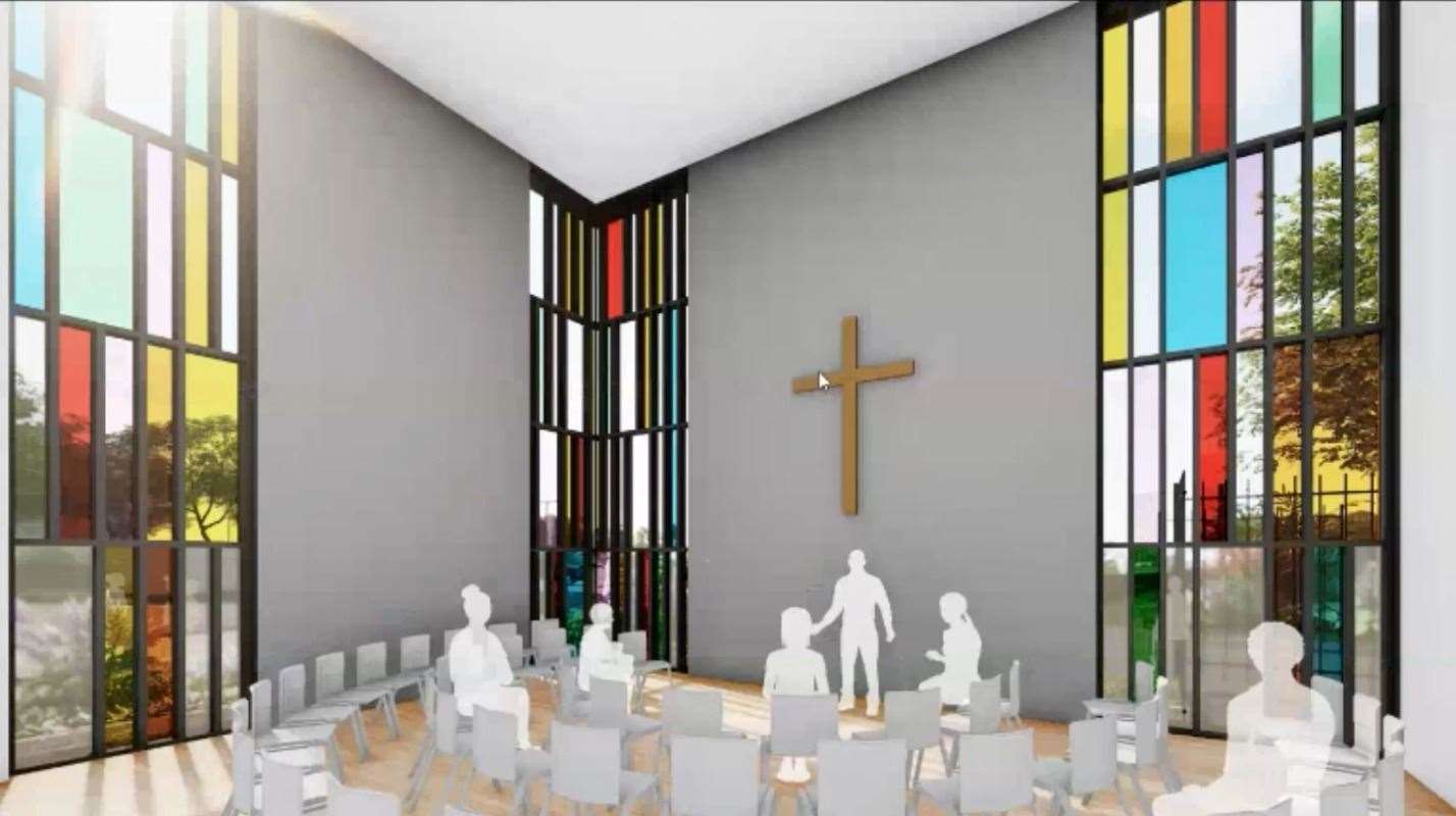 An impression of what the chapel at St John Fisher RC Comprensive will look like