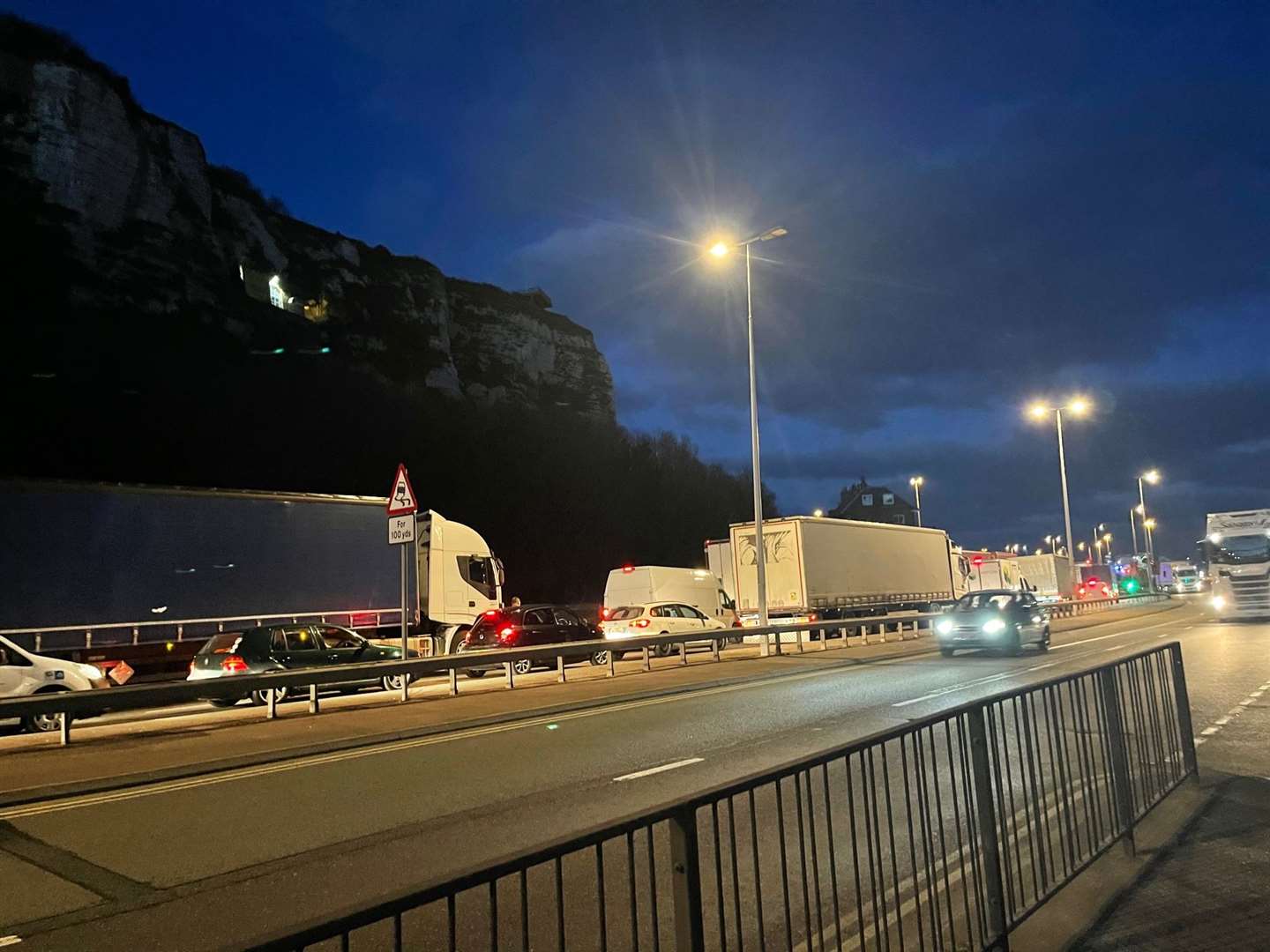 Traffic queuing in Jubilee Way, Dover. Picture: LKJ Media