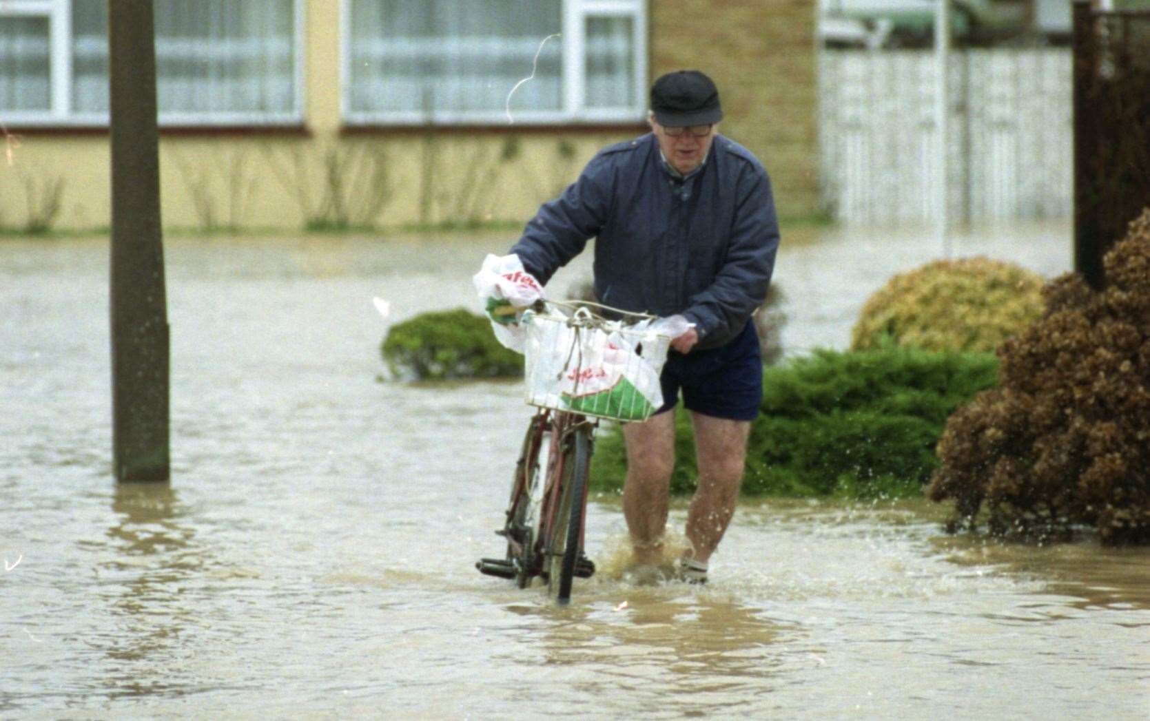 A resident making his way through Cherry Gardens, Herne Bay, with his bike