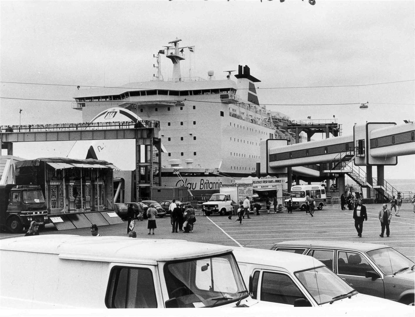The Olau Britannia docked at Sheerness Docks in October 1990