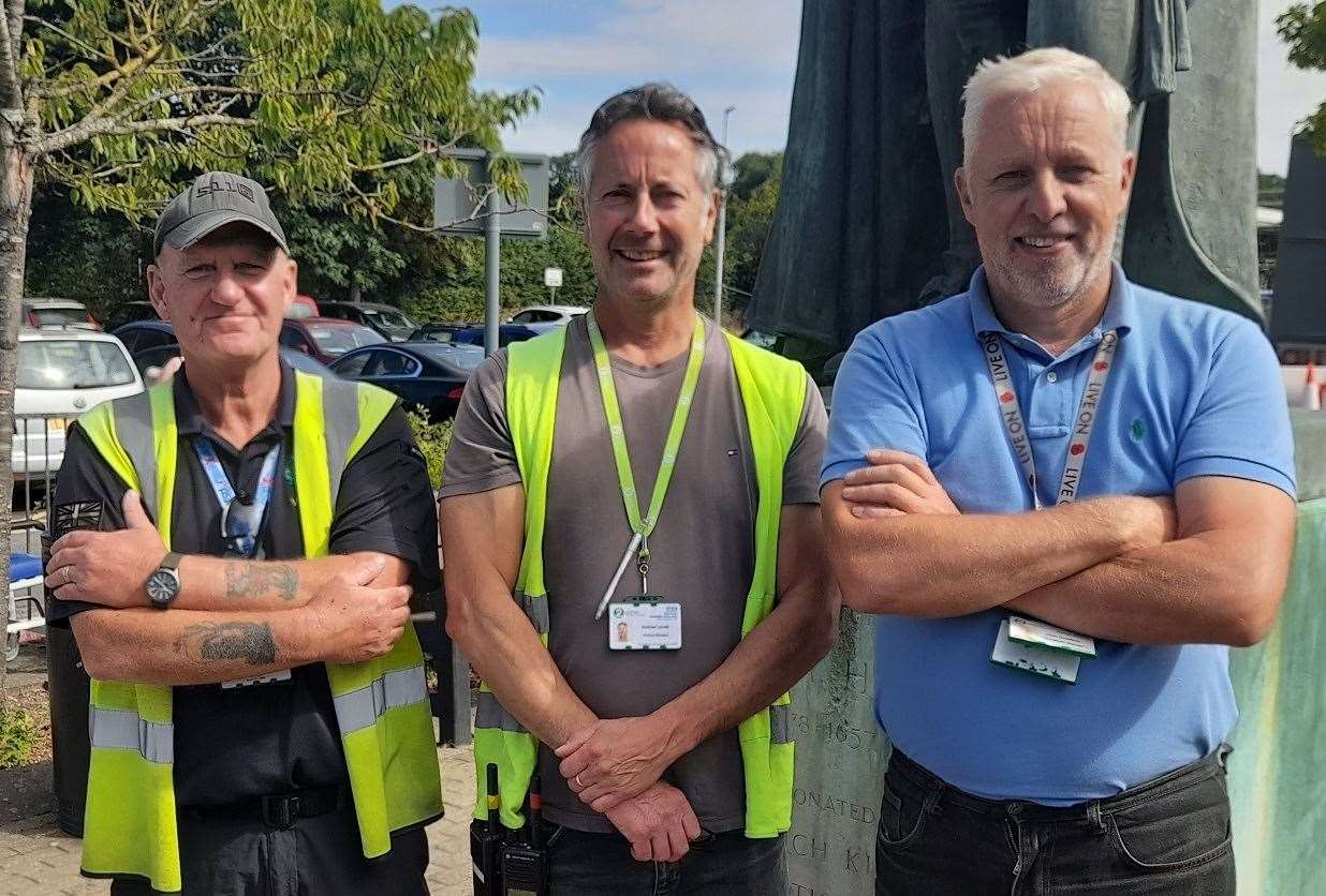Ian Peebles, Andrew Levett and Dean Davidson from the parking team at the William Harvey