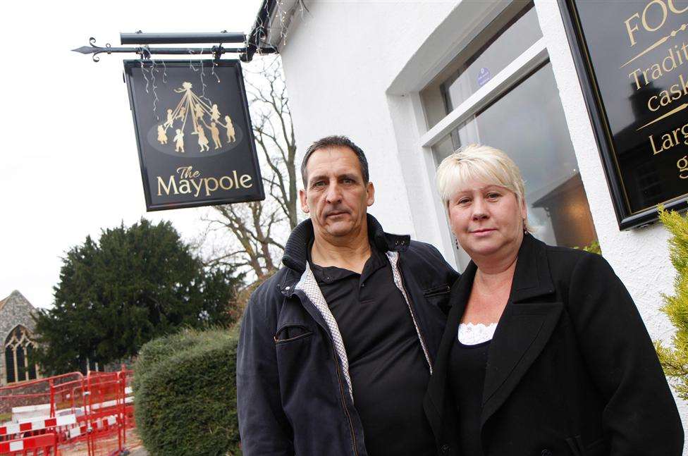 Landlord and landlady Kevin and Lesley Richards, who run the Maypole pub in Borden, say the roadworks have hit business.