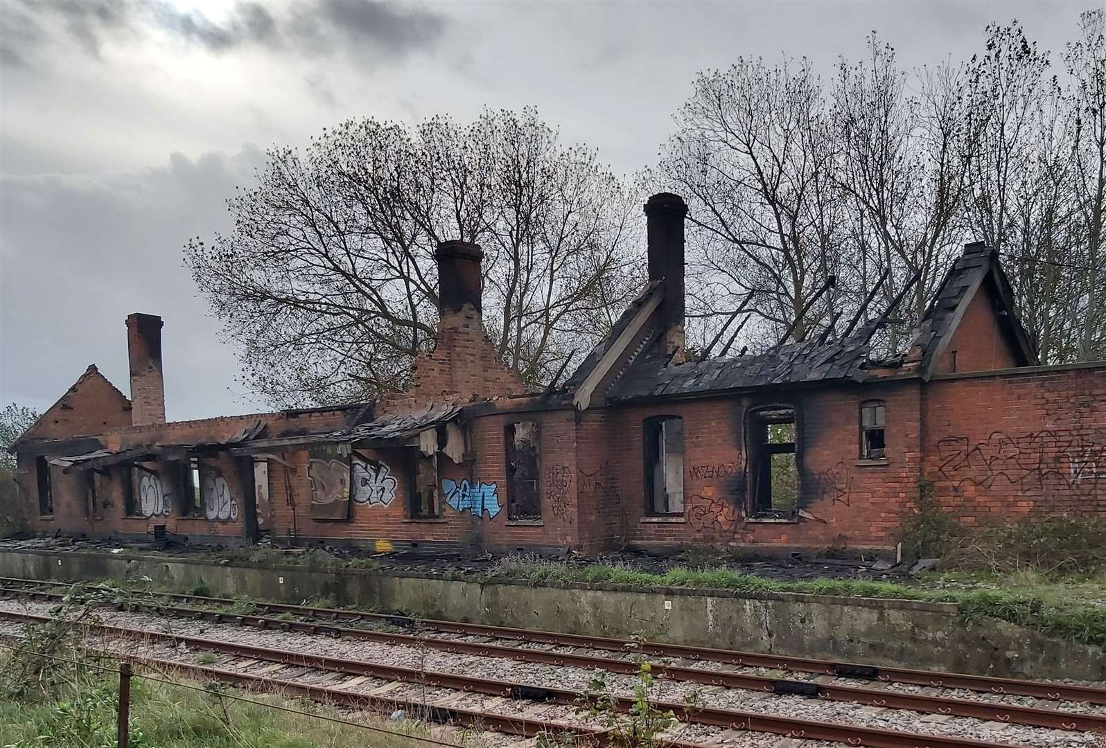 There are plans to turn Lydd station into a mobile homes park. The building was damaged in a fire last year. Picture: Stephen Wilson