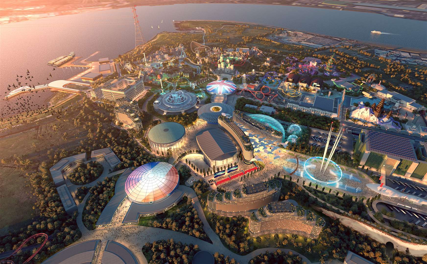 A detailed CGI impression of what the London Resort theme park will look like