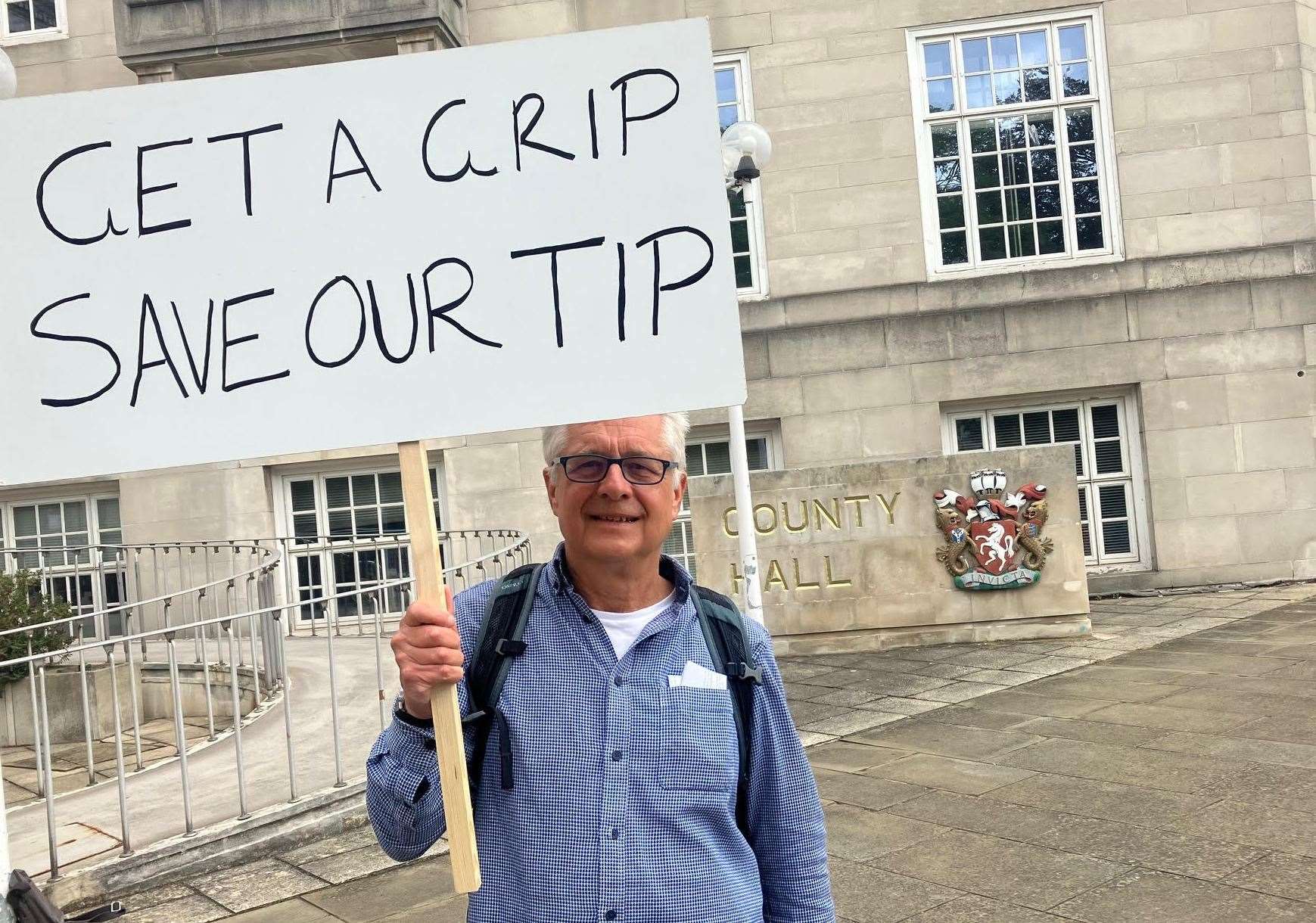 Protests about plans to close Kent County Council recycling centres were held outside County Hall in Maidstone. Photo: Simon Finlay