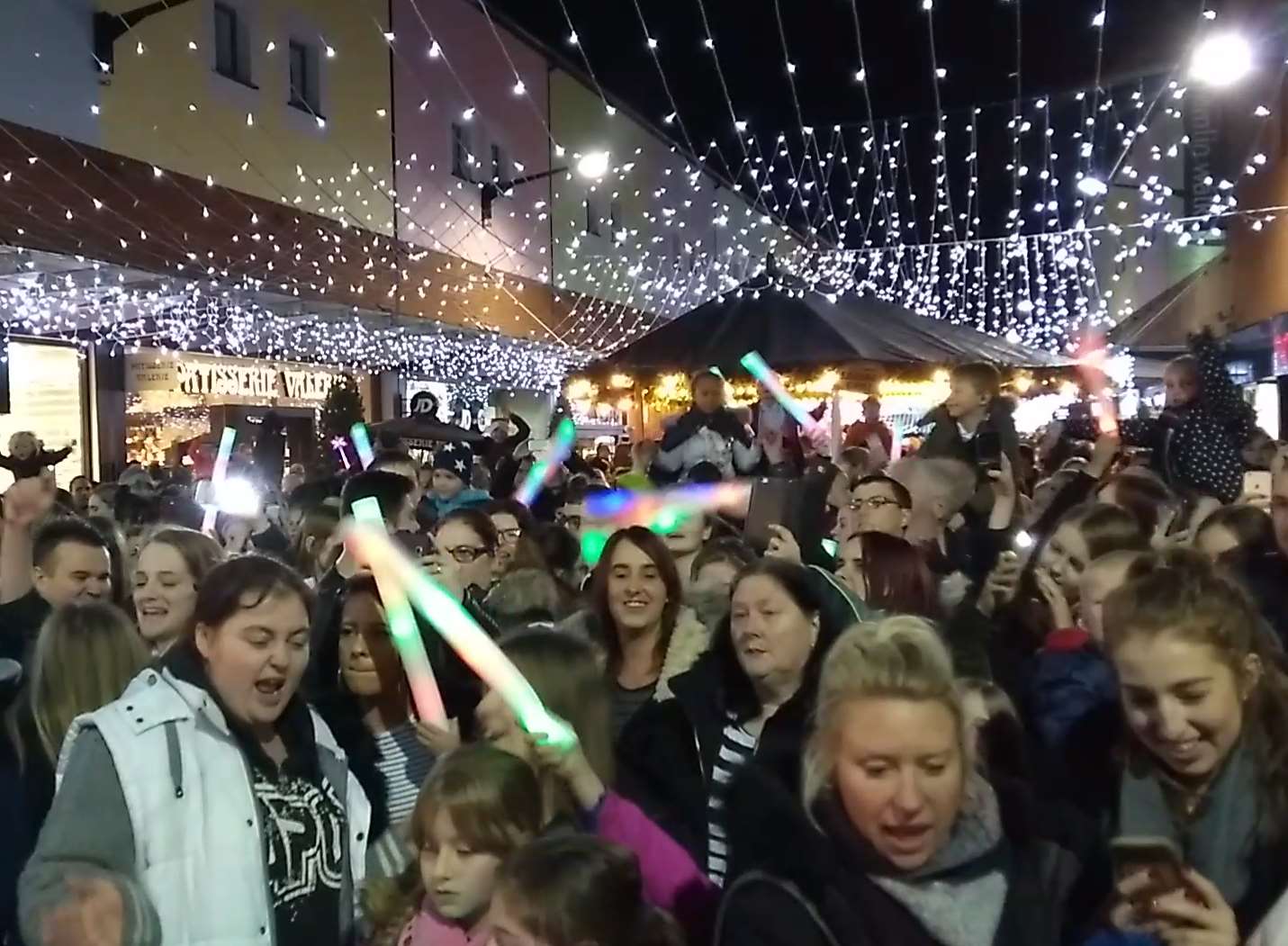 Revellers danced and sang at the big switch-on moment