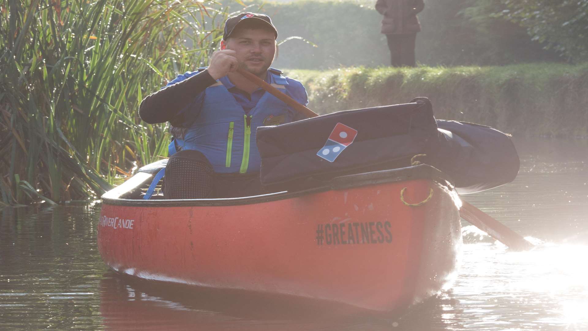 Pizza delivery 'buoy' gets a slice of the riverside action. Picture: Domino's Pizza