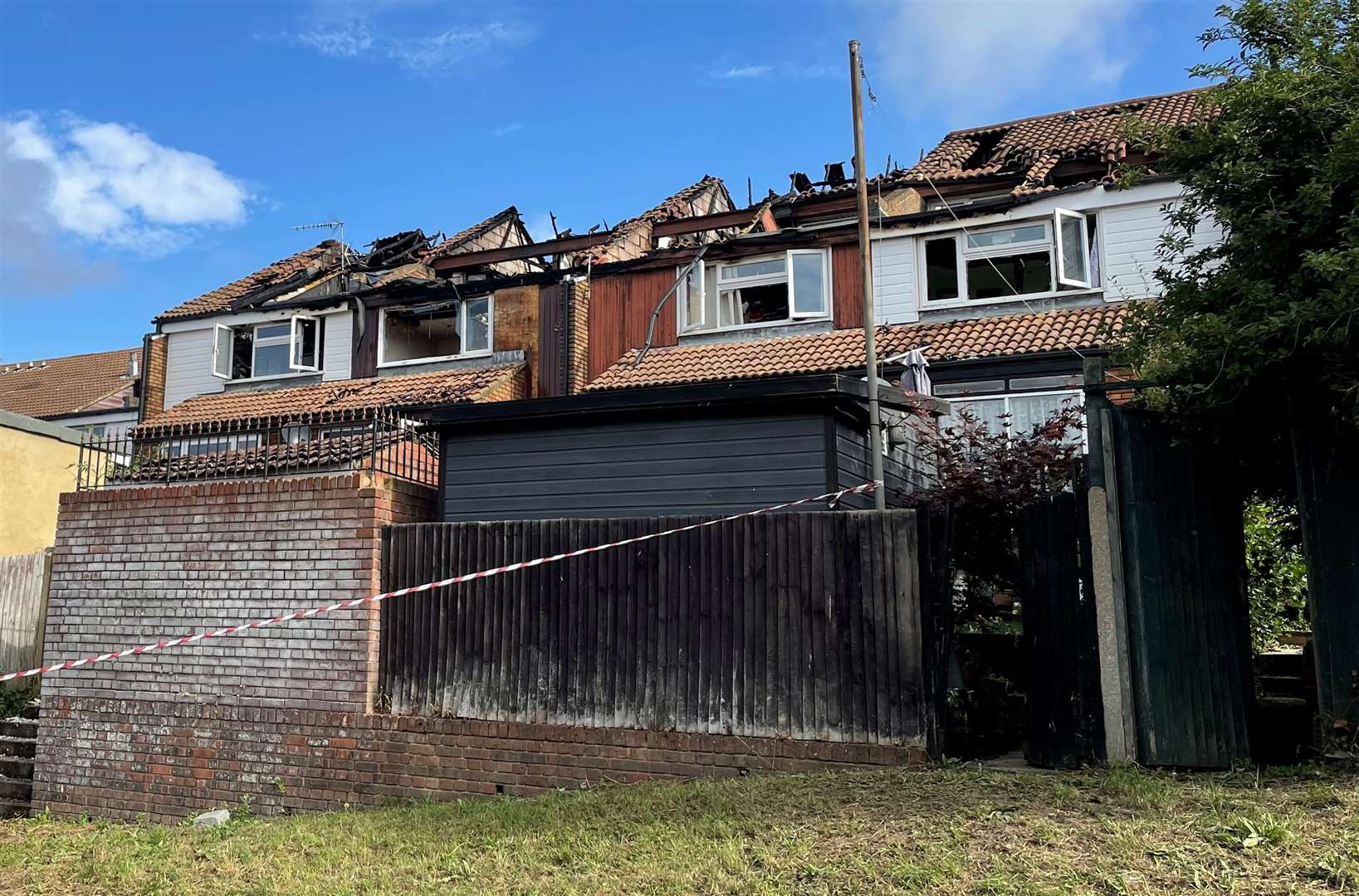 A fire quickly spread from one home in Rose Street, Gravesend, to five more. Picture: Alex Langridge
