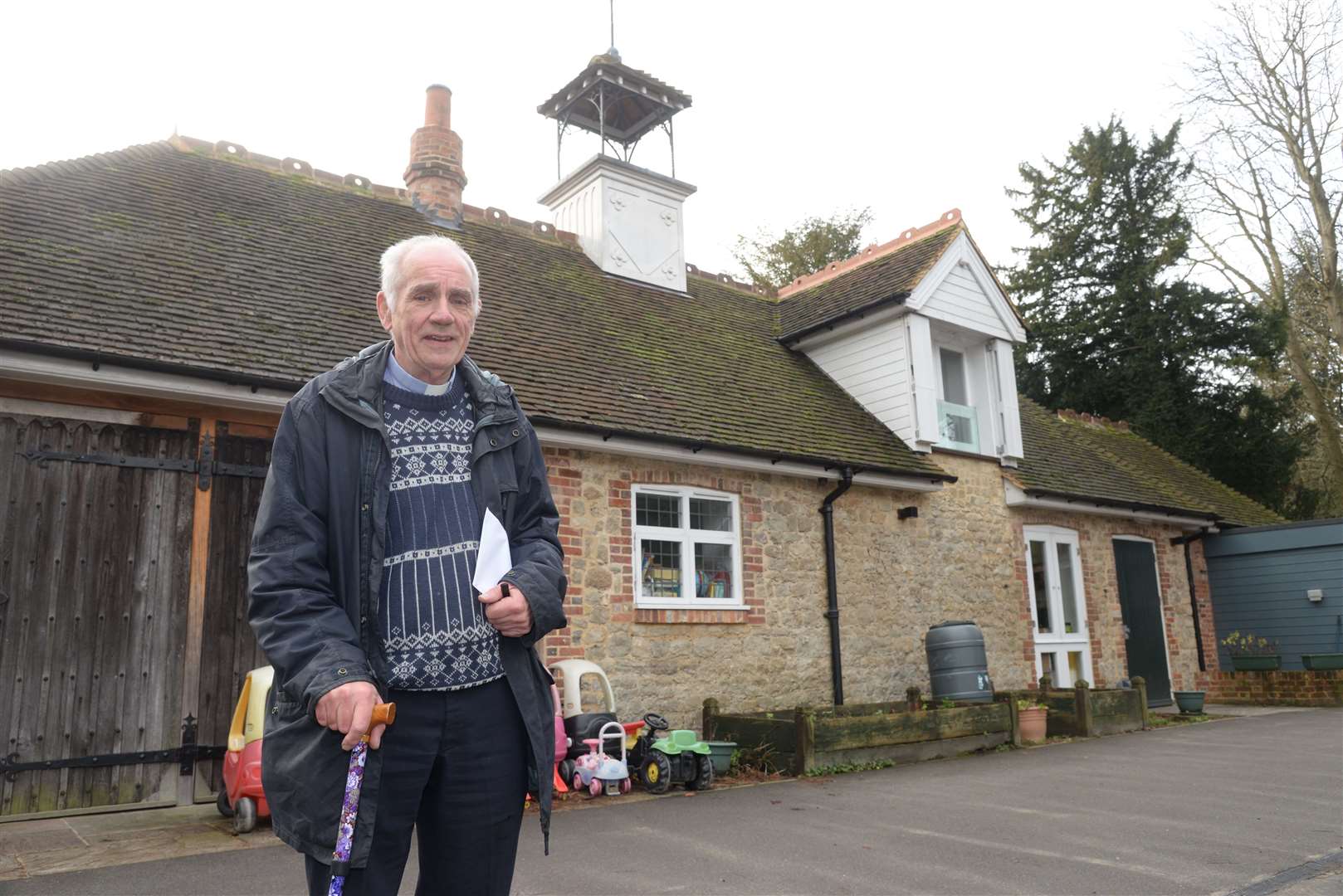 Father Peter Soper and the parish centre and pre-school at the St Thomas More RC Church in Lucks Hill, West Malling. Picture: Chris Davey... (25284654)