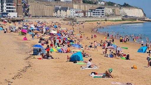 Families flocked to Ramsgate beach today to sunbath and swim