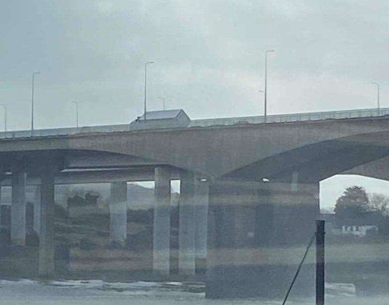 A lorry has turned over on the M2 Bridge near Rochester