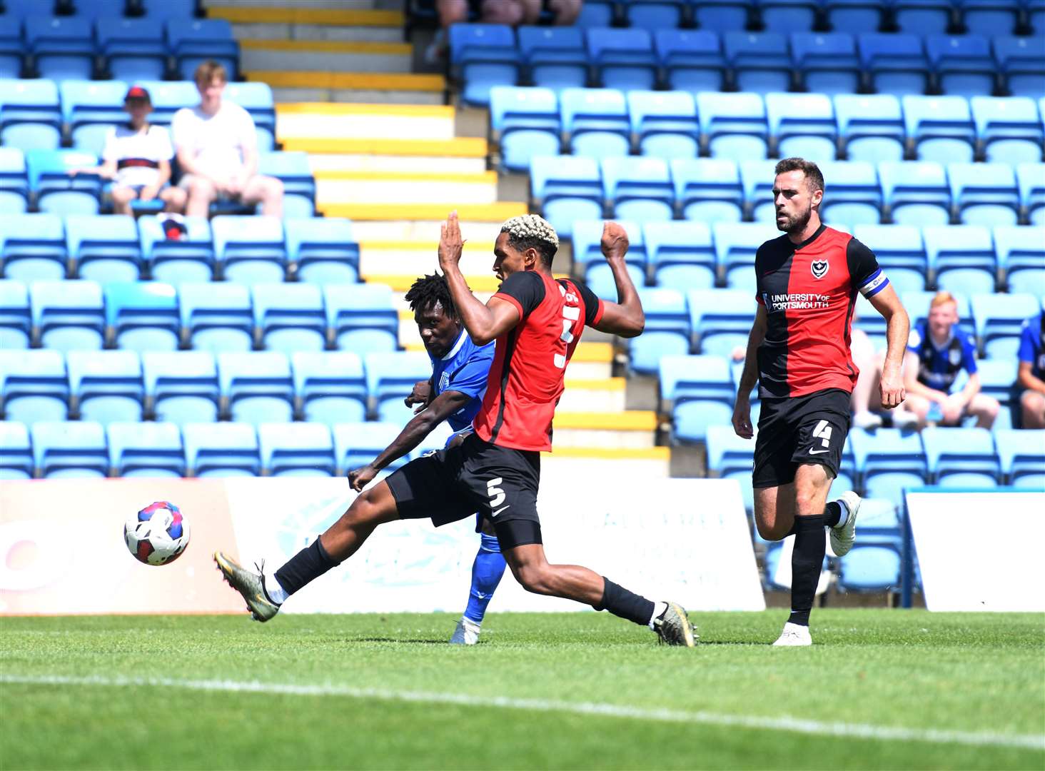 Jordan Green gets in a shot against Portsmouth last Saturday Picture: Barry Goodwin