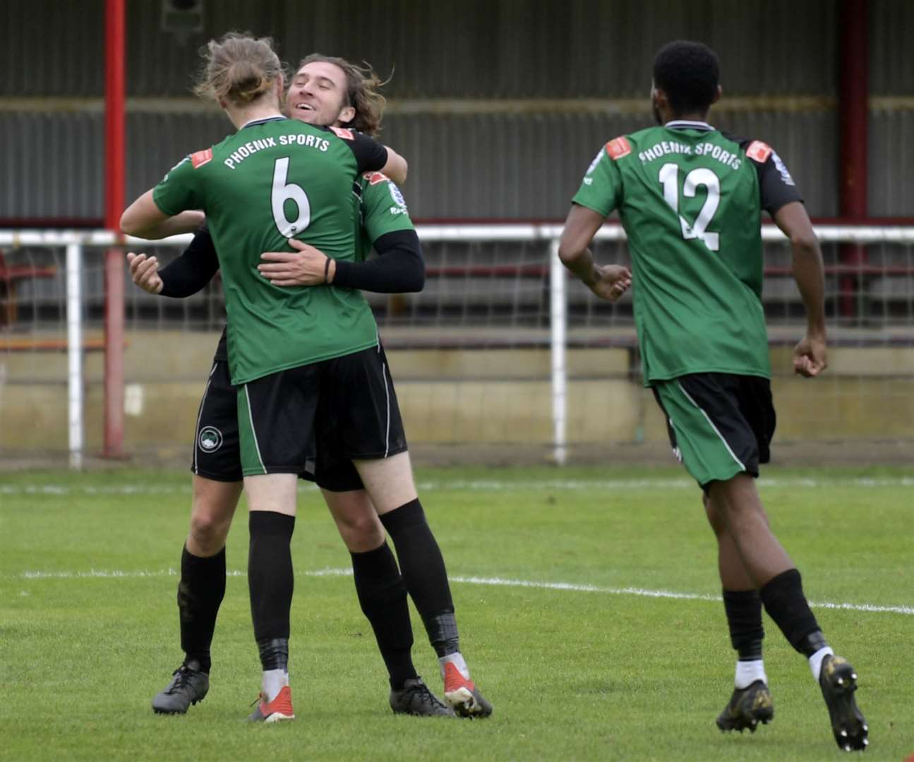 Phoenix Sports celebrate a second-half goal at Hythe. Picture: Barry Goodwin (42535910)