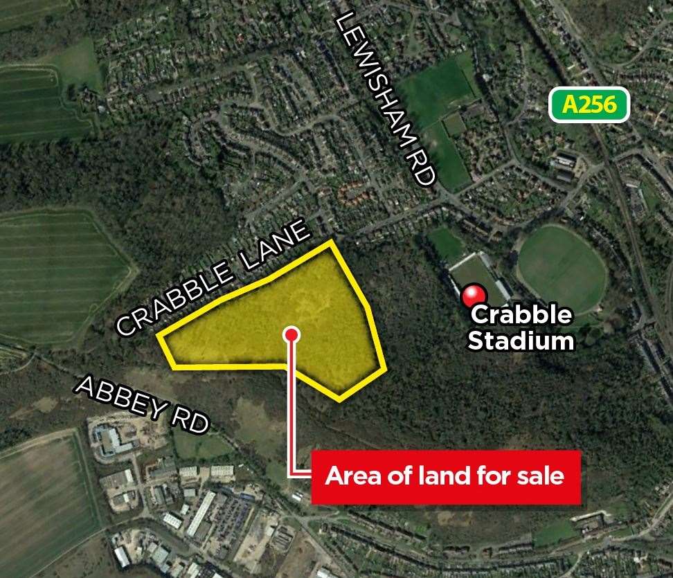 The site for sale, close to Dover FC’s Crabble Stadium