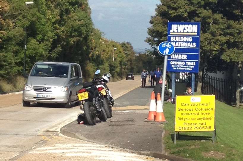 Scene of a crash in which a biker died in Gillingham