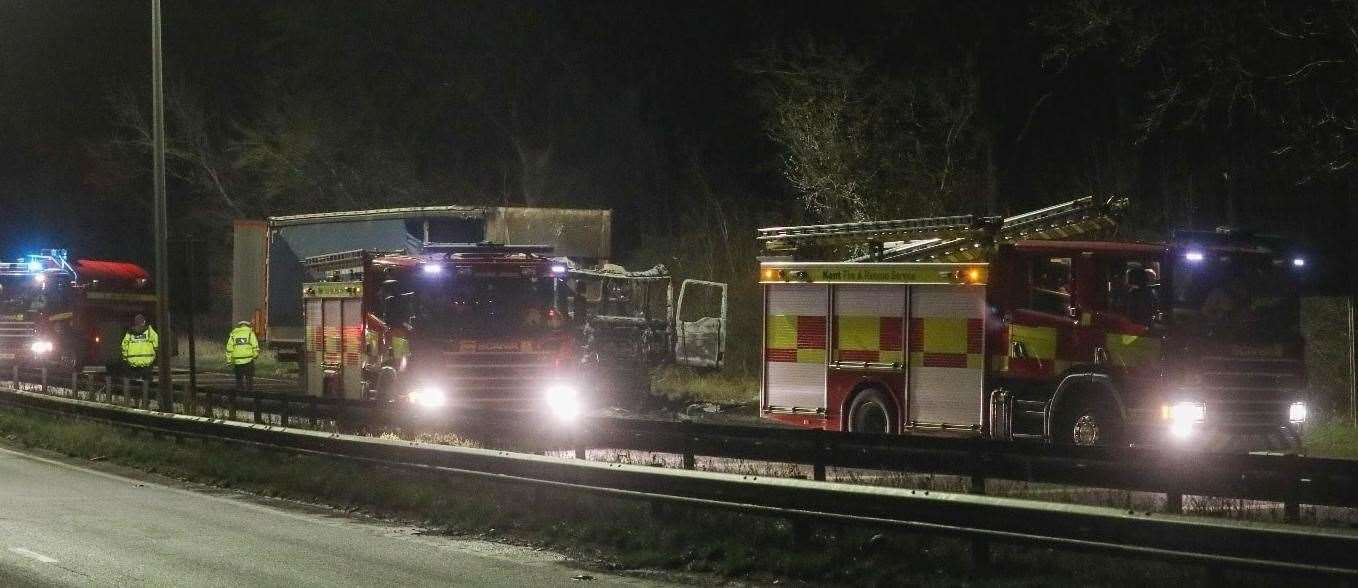 Emergency services were called to a lorry fire on the A249, Detling Pic: UKNIP