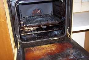 Stock picture of a dirty oven.