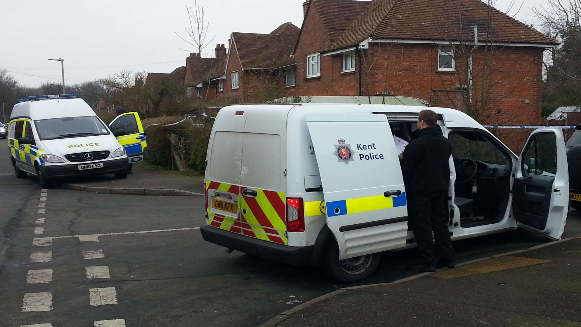 Forensics outside the taped-off house in Hersden