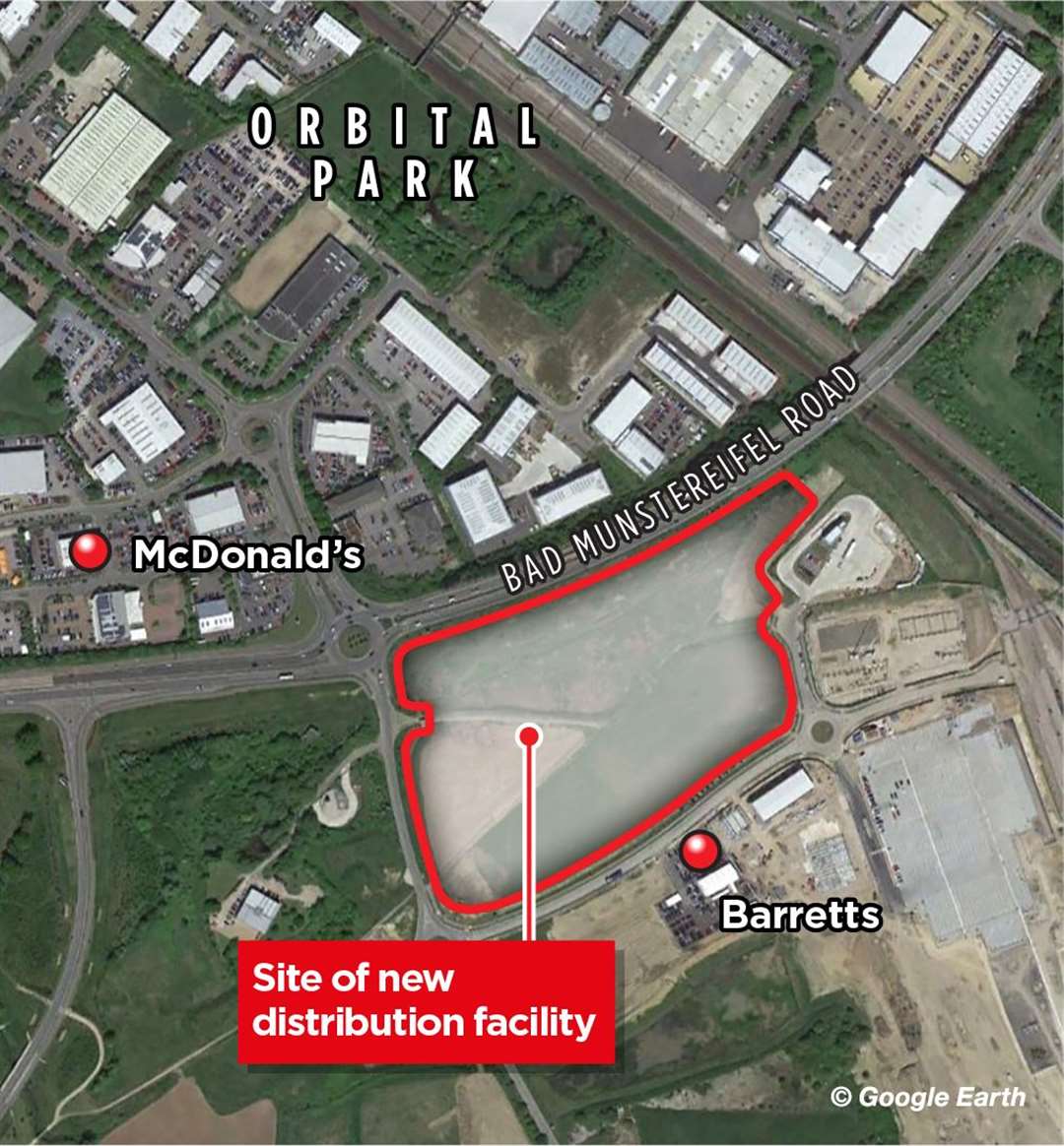 Where the Waterbrook warehouse could be built