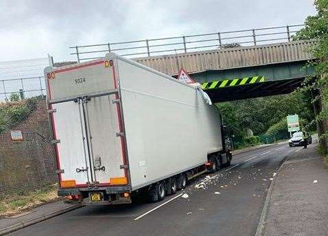 Police were called after a lorry crashed into a bridge in Eridge Road