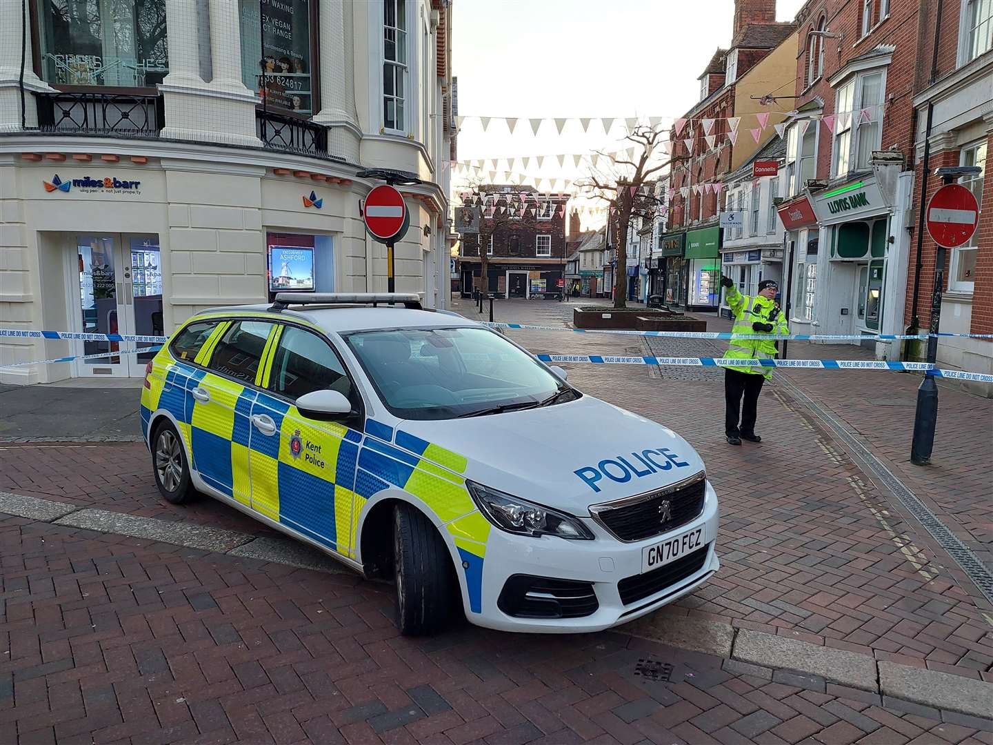 Officers had closed off a huge chunk of the town centre