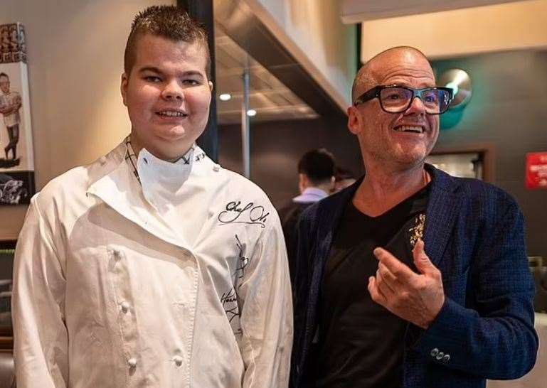 Oli was gifted one of Heston Blumenthal’s chef jackets. Picture: Lola Laurent