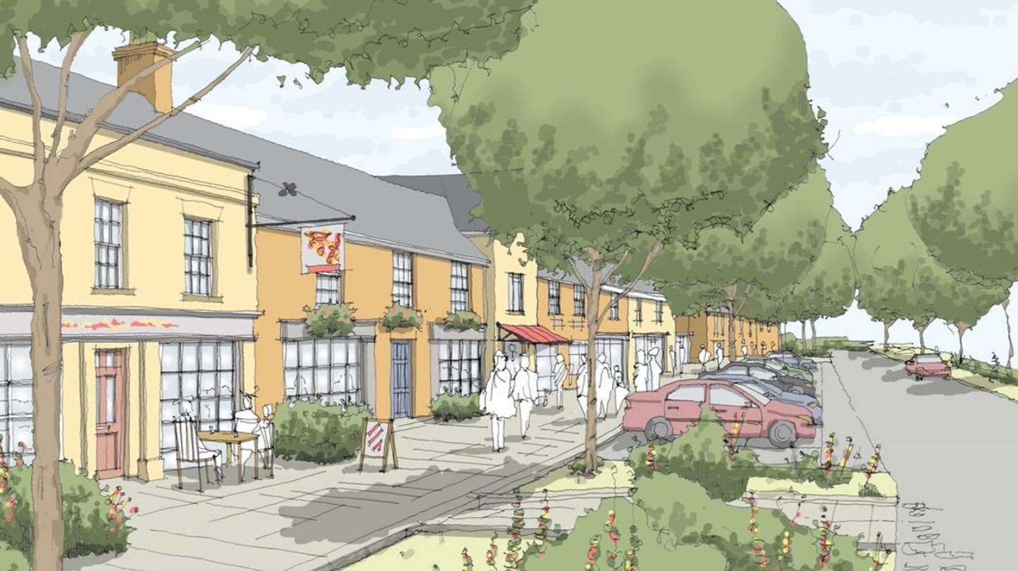 An artist’s impression showing what the proposed Foxchurch village centre at Bobbing could look like if given the go ahead. Picture: Appin Land