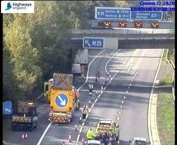 One lane was closed. Picture: Highways England