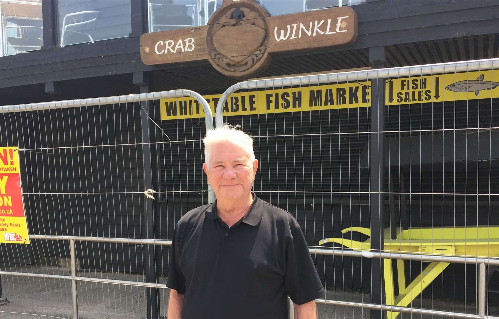 Peter Bennett outside the Crab and Winkle Restaurant and Whitstable Fish Market