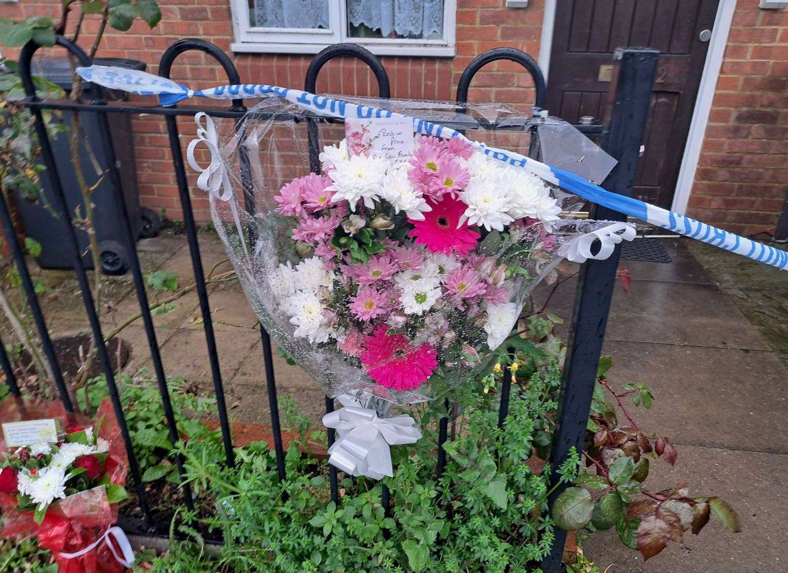 Tributes left in Priory Road, Dartford