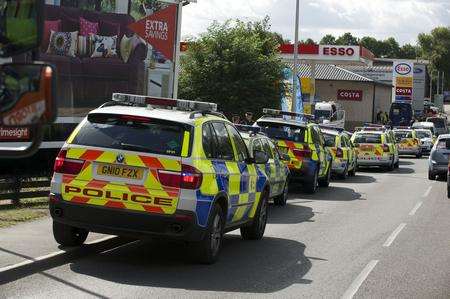 Police at the scene of a robbery at Esso in Strood