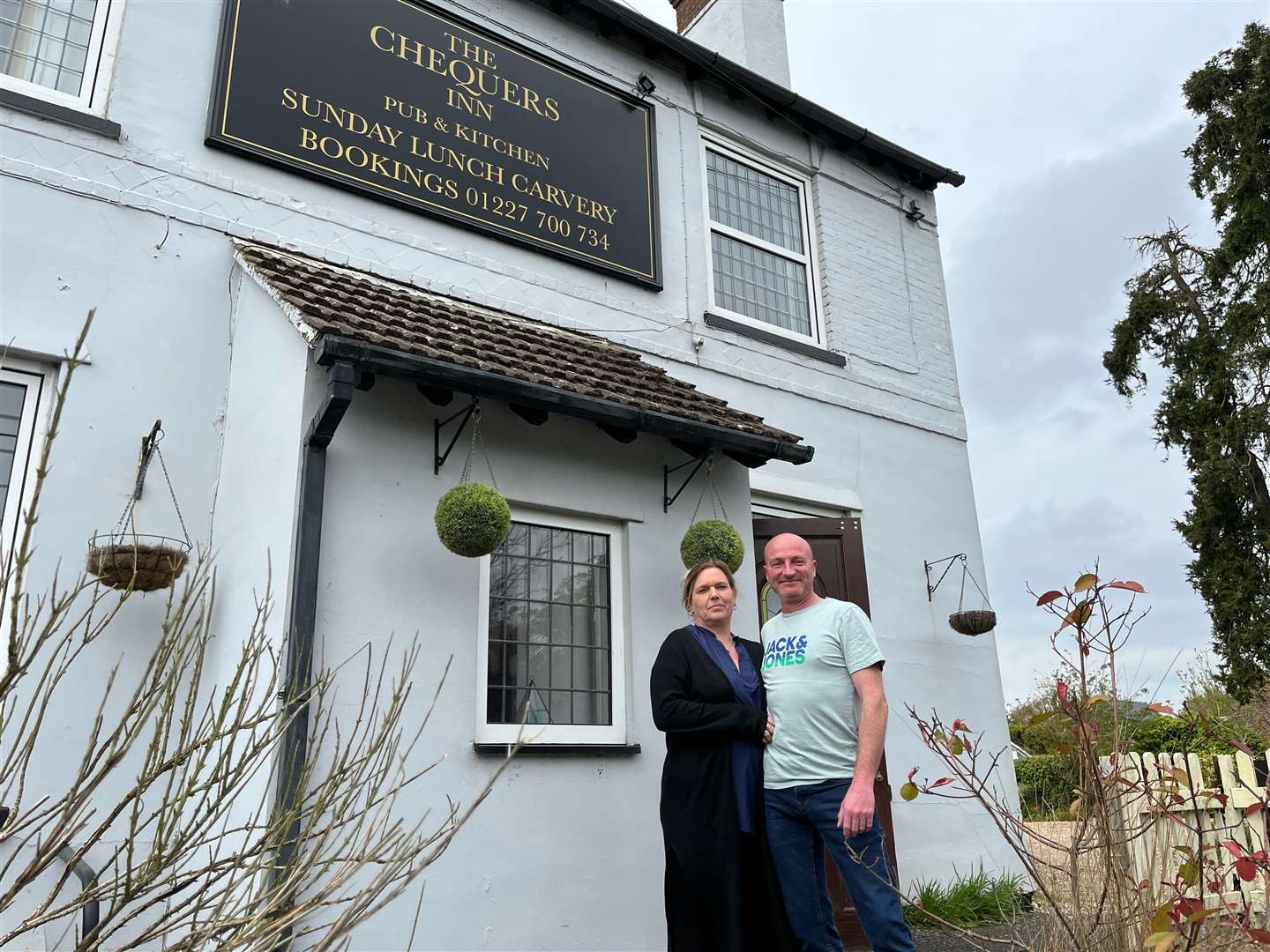Paula Gilbert and Steve McHugh, the departing landlords of the Chequers Inn in Petham