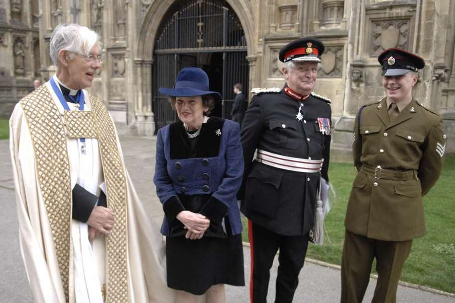 Dean of Canterbury Robert Willis with the Lord Lieutenant of Kent, his wife the Vicountess Isobel De L'Isle and a representative from the Armed Forces. Picture: Chris Davey