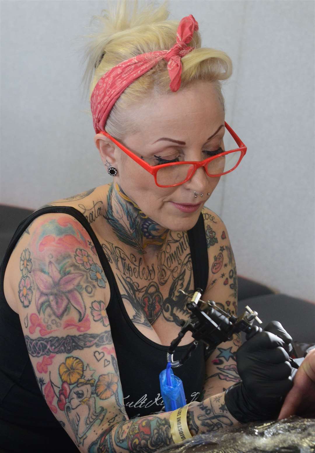 Annie Riggs from Kult Klassic Tattoo Studio, Chatham at last year's show Picture: Gary Browne