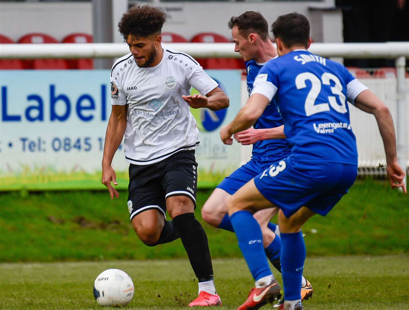 Defender Josh Passley on the ball for Dover. Picture: Alan Langley