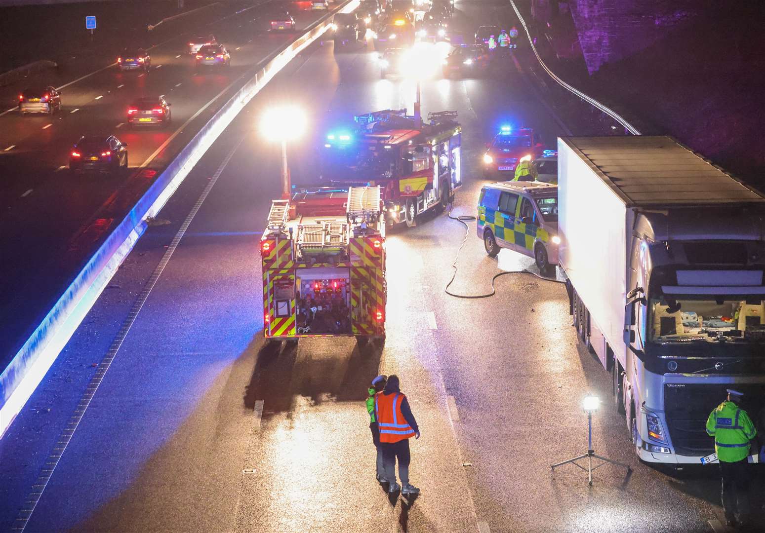 The London-bound carriageway was shut for 12 hours. Picture: UKNIP
