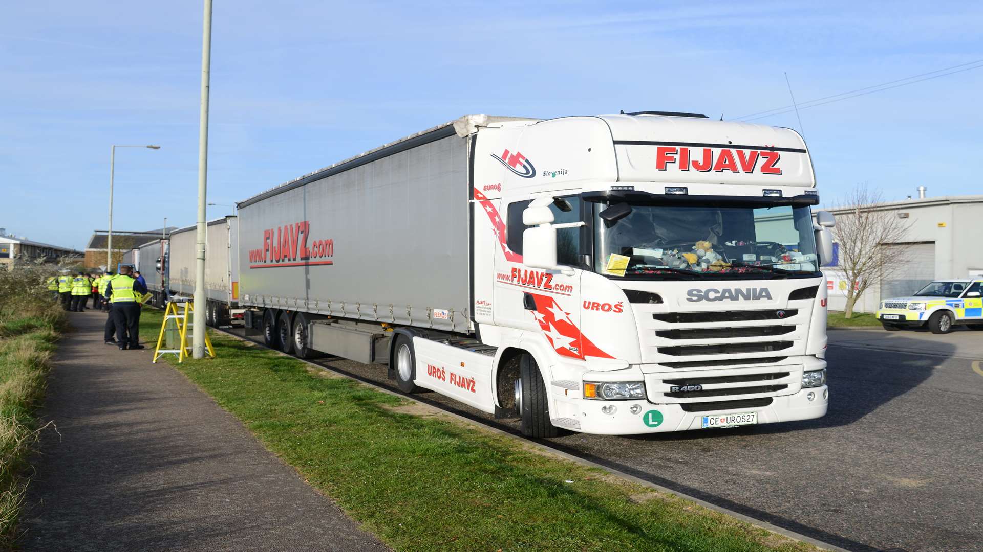 Lorries illegally parked on Ashford industrial estates Orbital Park, Ashford