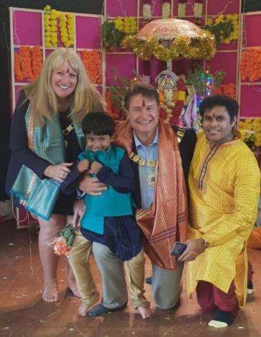 Dartford Mayor David Mote with his wife Ellen and KTC co-founder, Srikanth Yandagandi Photo: Krishna Pavan Challa