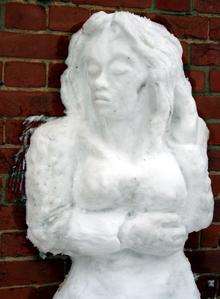 Snowgirl carved in Canterbury