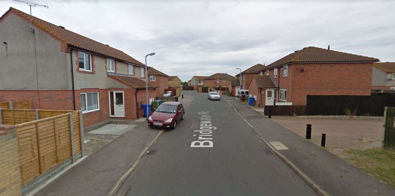 A pedestrian was threatened by a motorist in Bridgewater Road near its junction with Bonetta Court in Sheerness. Picture: Google