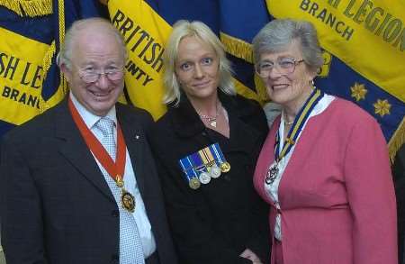 KCC chairman John London with war widow Olivia Taylor, and county chairman of the Women's Section RBL, Anne Butcher