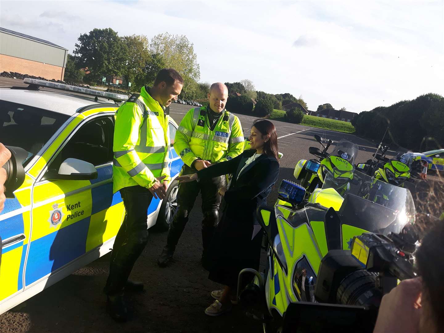 Priti Patel meeting police officers in Kent yesterday