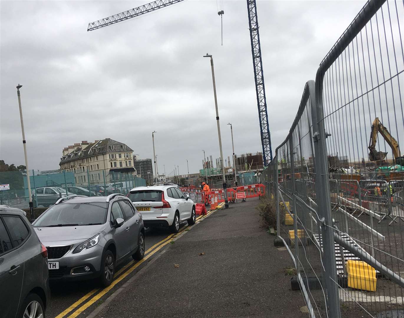 There are parking issues along Lower Sandgate Road and Marine Crescent due to the ongoing work on the seafront development. Picture: Cllr Mary Lawes