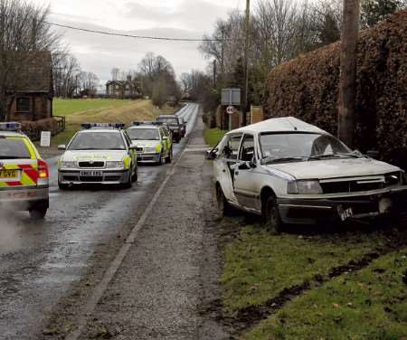 Police at the scene of the crash in Lower Hadres. Picture: Chris Davey
