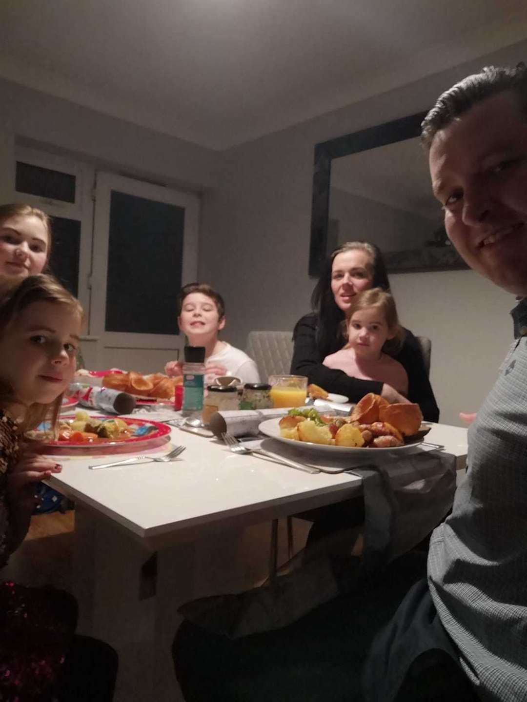 Karl and his family were able to resume their Christmas dinner after he came out of hospital
