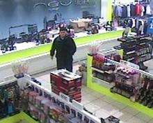 CCTV image of credit card fraud in New Look, Maidstone. Supplied by Kent Police