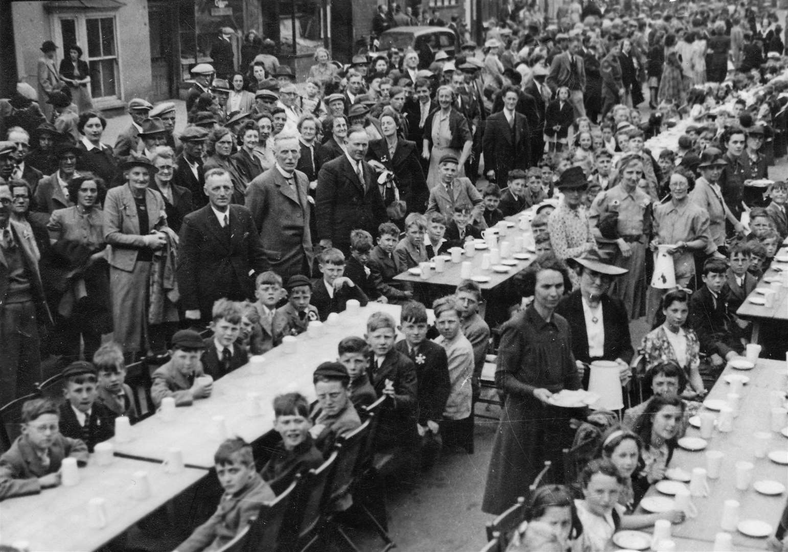 A street party held after the coronation of King George VI and Queen Elizabeth in 1937