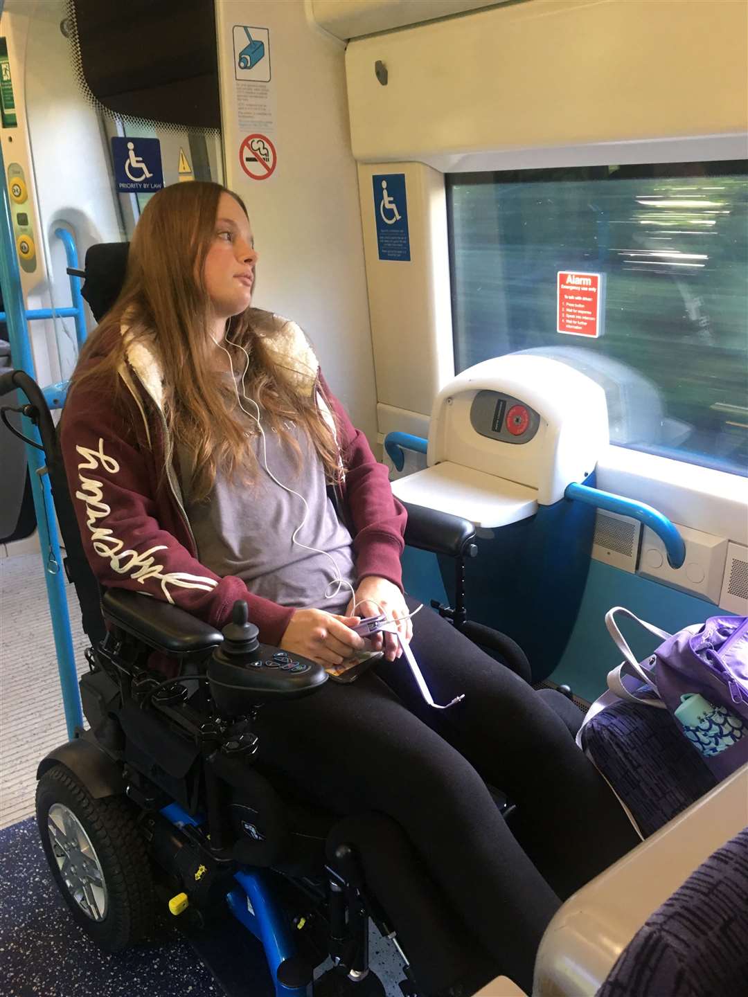 Hannah Bullard used her new wheelchair to attend a hospital appointment in London