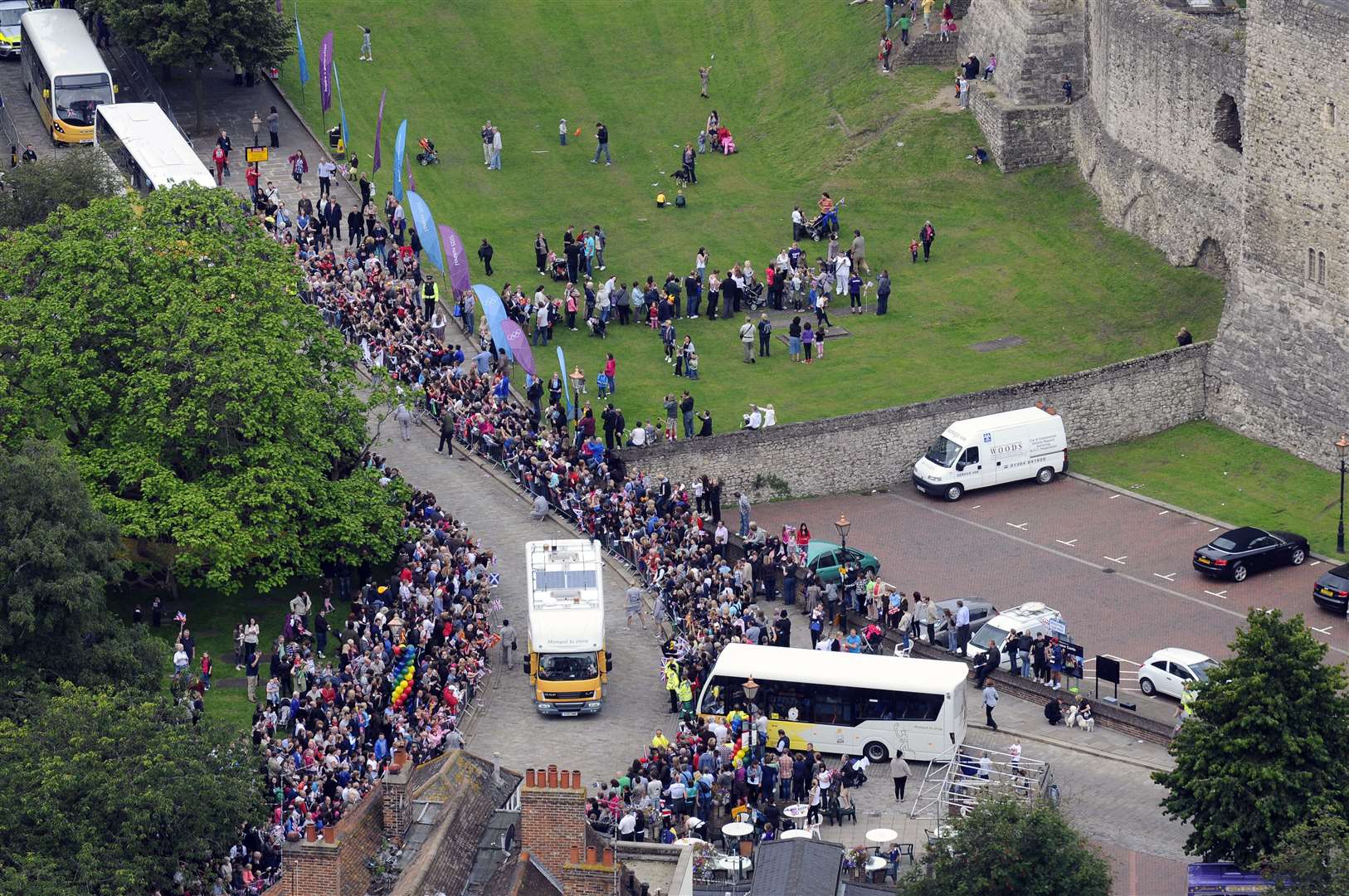 The torch weaves its way past Rochester Castle. Pic: Medway Council