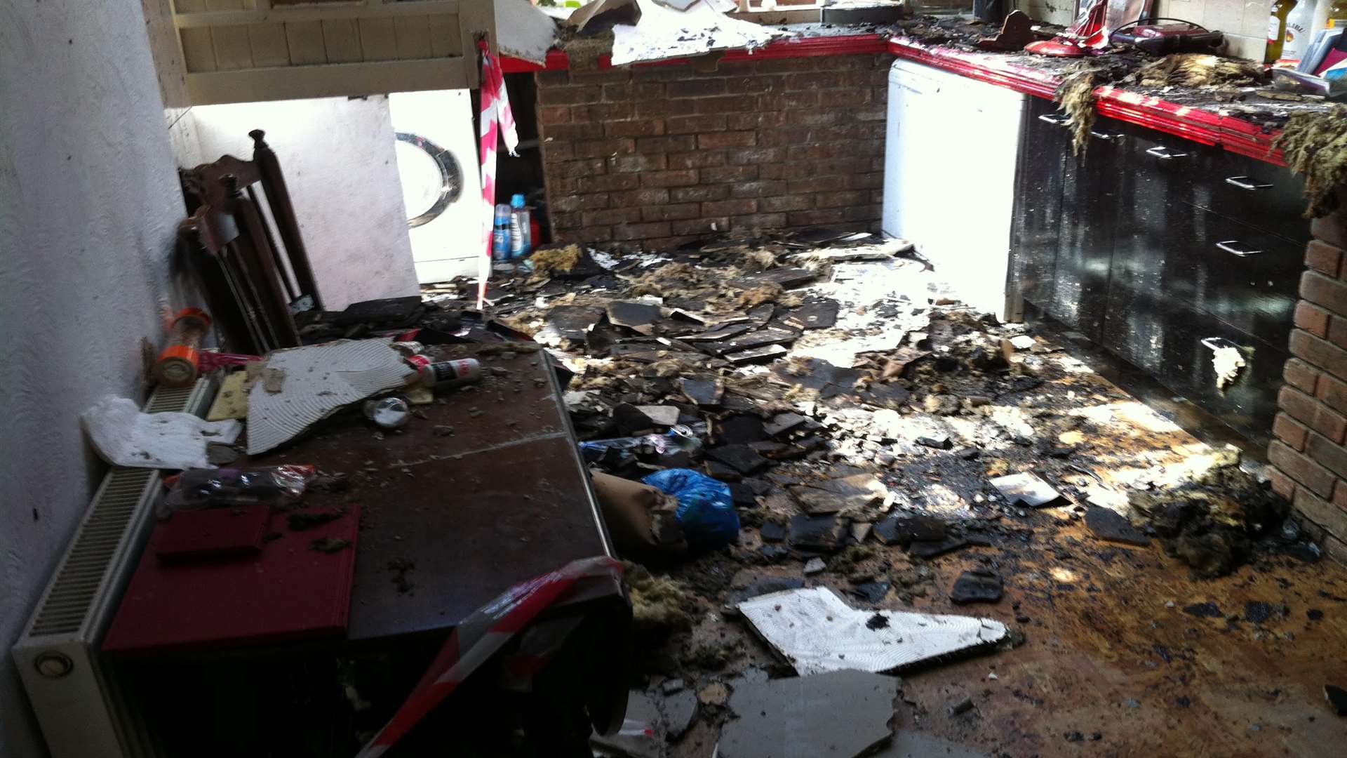 Damage inside the house next door, owned by Martin Parkinson